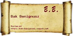 Bak Benignusz névjegykártya